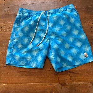 Psycho Bunny Blue Geometric Swim Trunks XXL